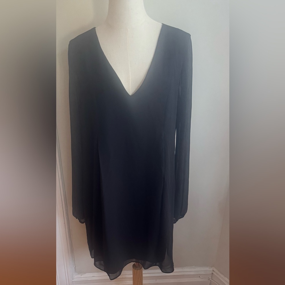 Avec Les Filles Black V-Neck Mini Dress